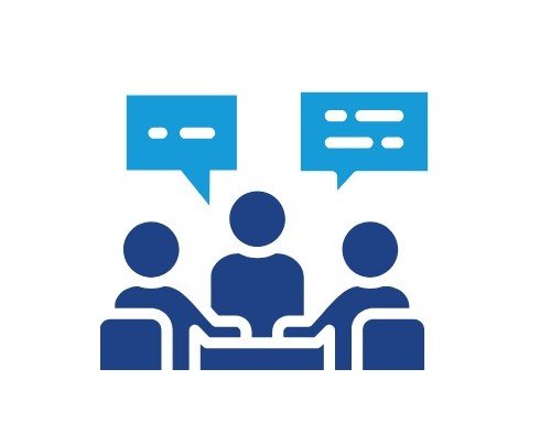  People and chat icon representing conversion-focused WordPress design with user-friendly navigation and layouts